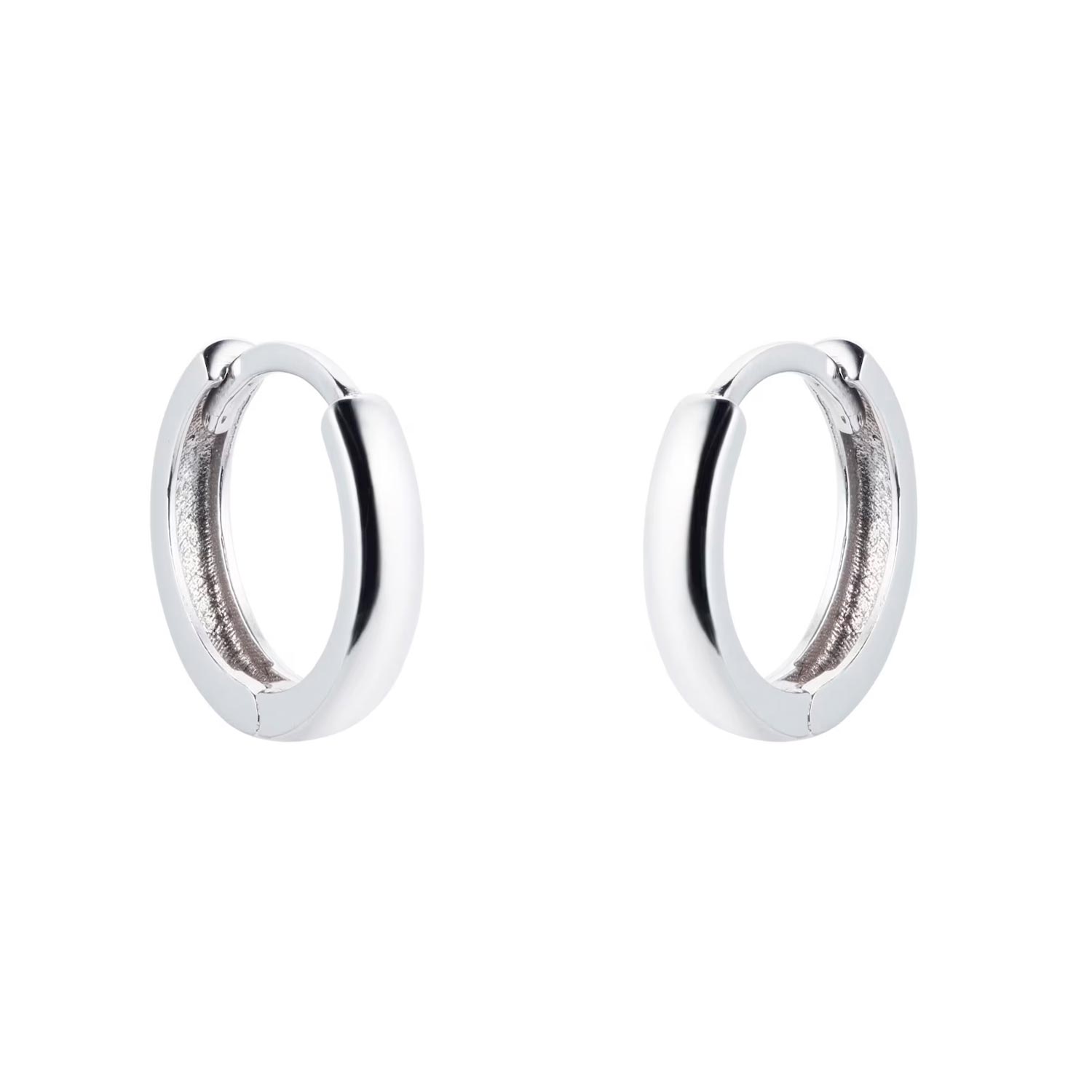 9ct White Gold 10mm Huggie Hoop Earrings