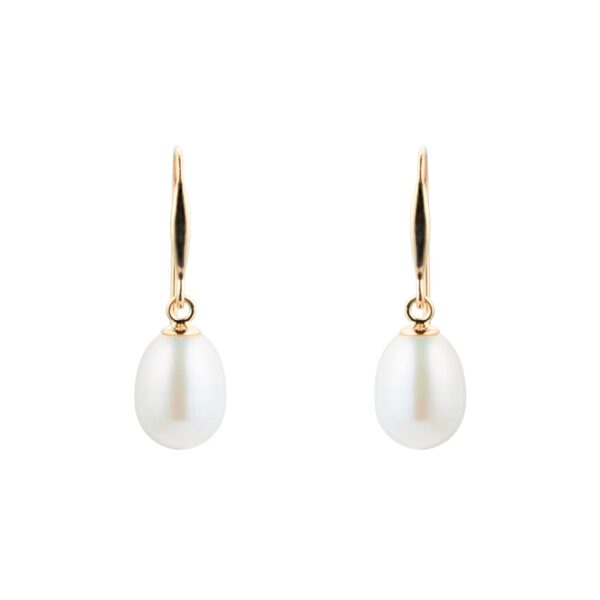 9ct Yellow Gold 7mm Freshwater Pearl Drop Earrings