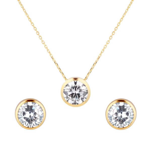 9ct Yellow Gold Bezel Set Pendant & Earring Set