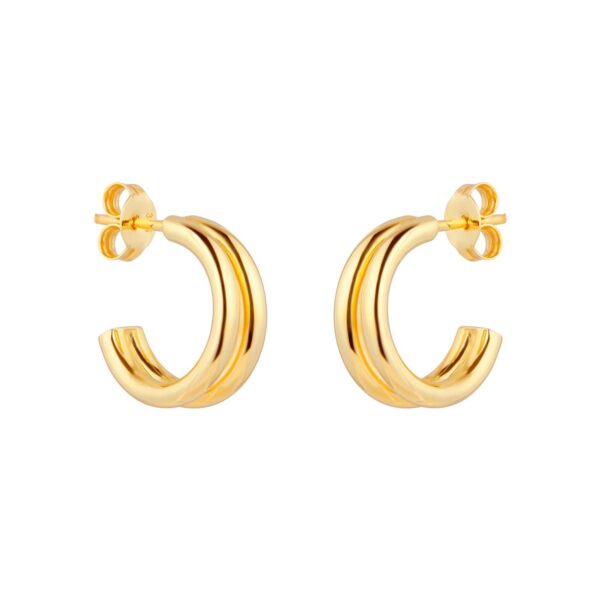 9ct Yellow Gold Double Layer Hoop Earrings