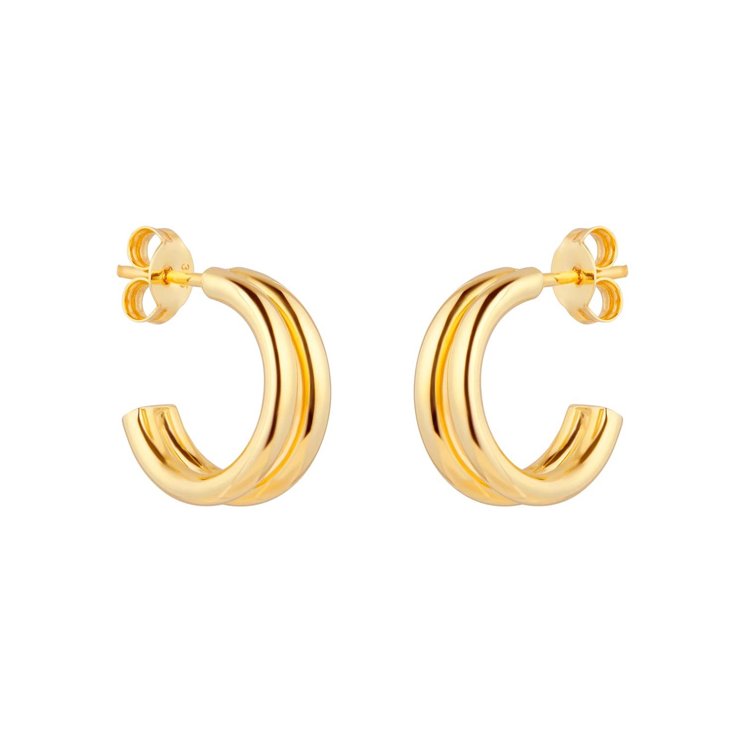 9ct Yellow Gold Double Layer Hoop Earrings