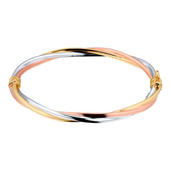 9ct Yellow White And Rose Gold Plated Bangle