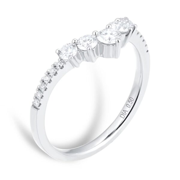 18ct White Gold 0.50ct Diamond Curved Wedding Ring