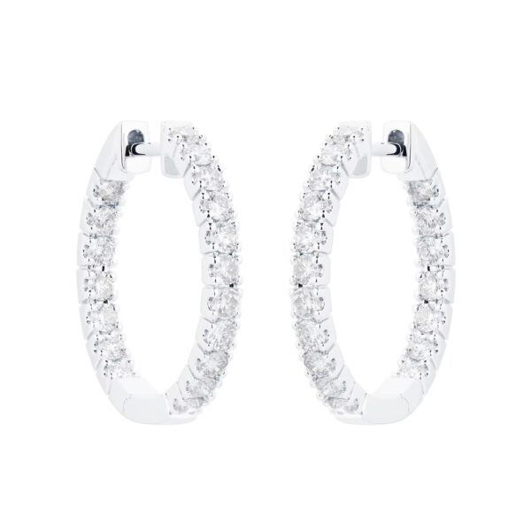 18ct White Gold 1.00cttw Diamond 20mm Hoop Earrings