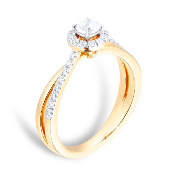 18ct Yellow Gold 0.40ct Round Halo Engagement Ring