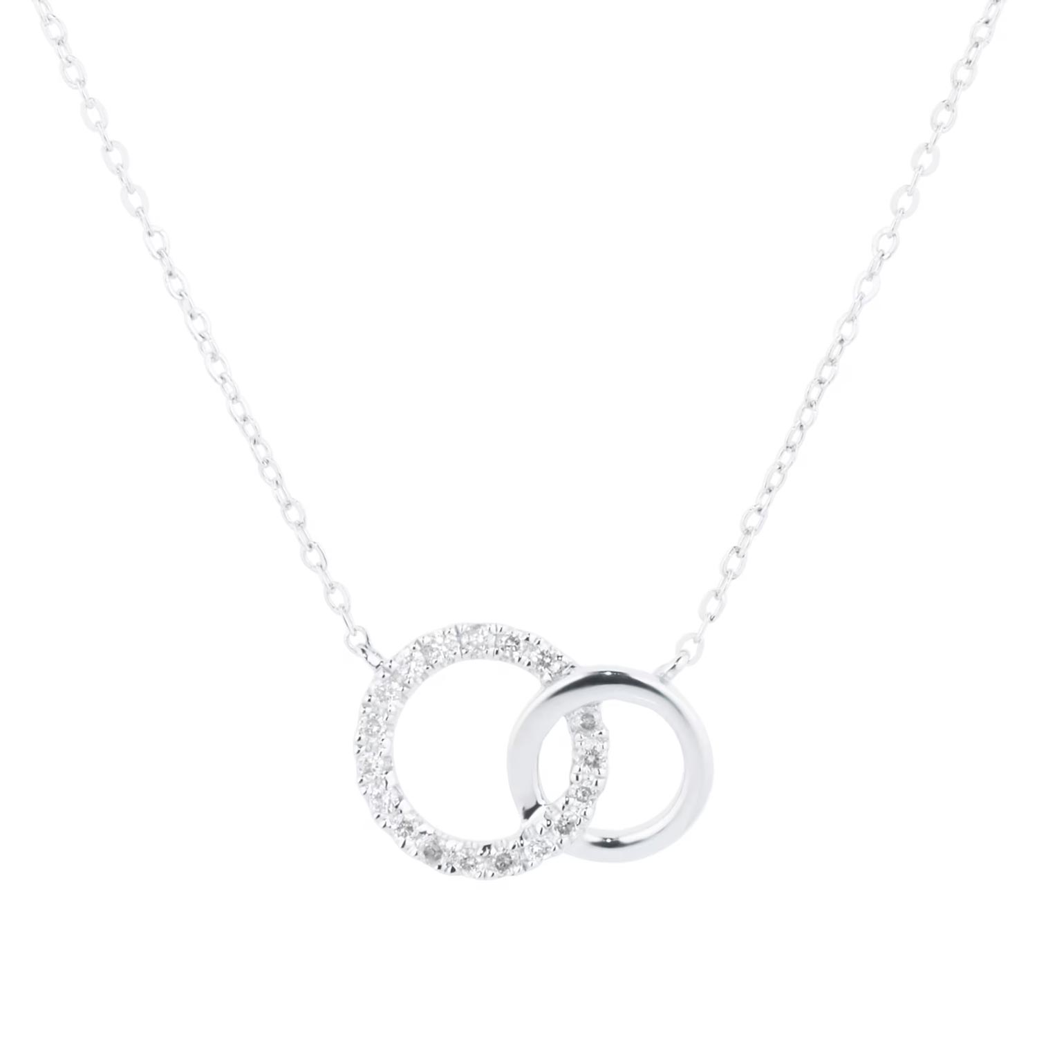 9ct White Gold 0.05cttw Diamond Circle Necklace