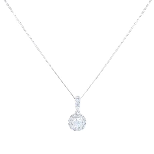 9ct White Gold 0.40cttw Round Halo Pendant