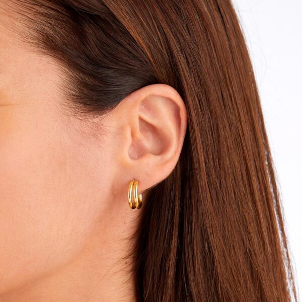 9ct Yellow Gold Double Layer Hoop Earrings - Image 2