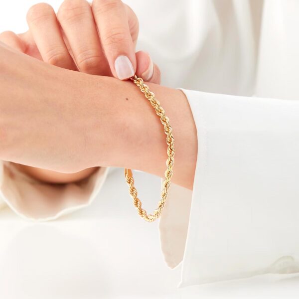 9ct Yellow Gold Rope Chain Bracelet - Image 3