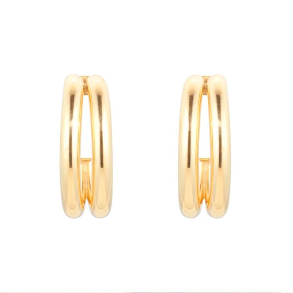 9ct Yellow Gold Double Layer Hoop Earrings - Image 4