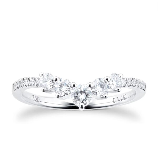 18ct White Gold 0.50ct Diamond Curved Wedding Ring - Image 4