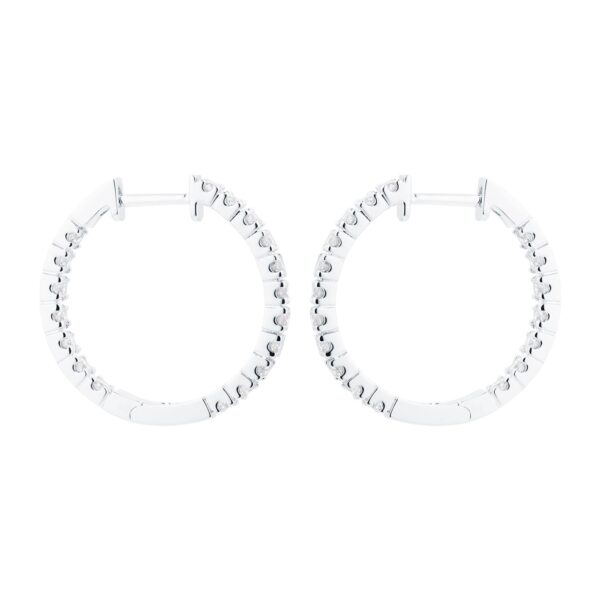 18ct White Gold 1.00cttw Diamond 20mm Hoop Earrings - Image 2