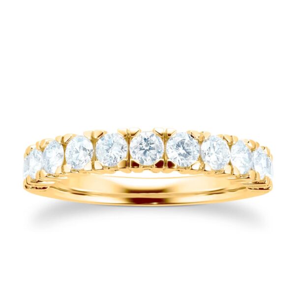 18ct Yellow Gold 1.00ct Claw Set Half Eternity Ring - Image 4