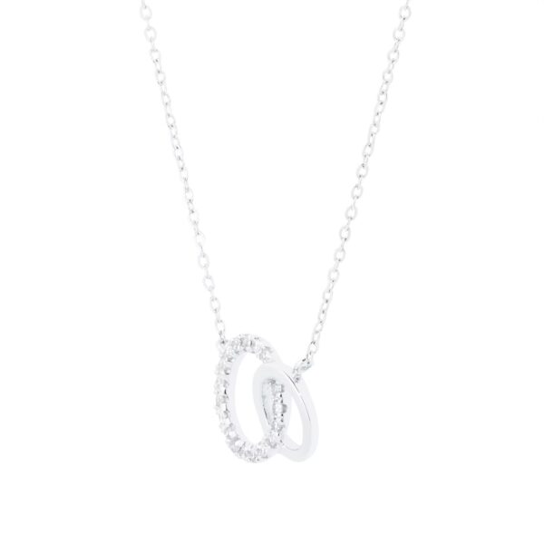 9ct White Gold 0.05cttw Diamond Circle Necklace - Image 3