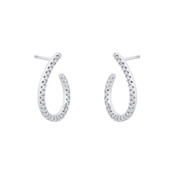 9ct White Gold 0.25cttw Diamond Open Hoop Earrings - Image 3