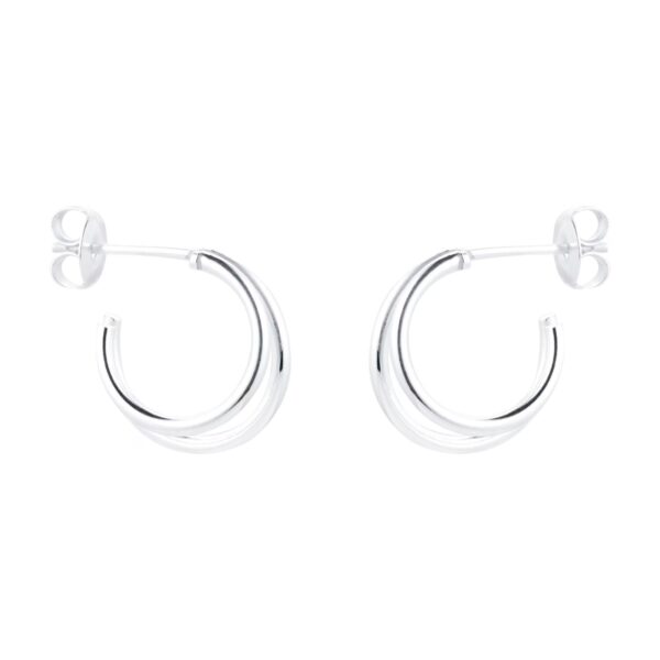 Silver Double Wire Hoop Earrings - Image 3