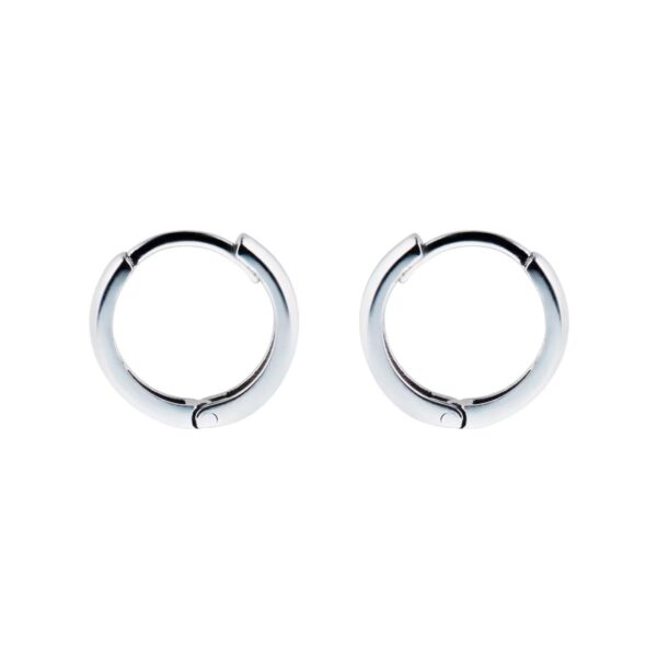 9ct White Gold 10mm Huggie Hoop Earrings - Image 3